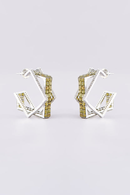 White Finish Zircon Hoop Earrings