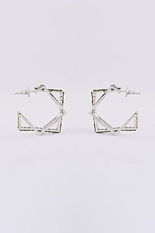 White Finish Zircon Hoop Earrings
