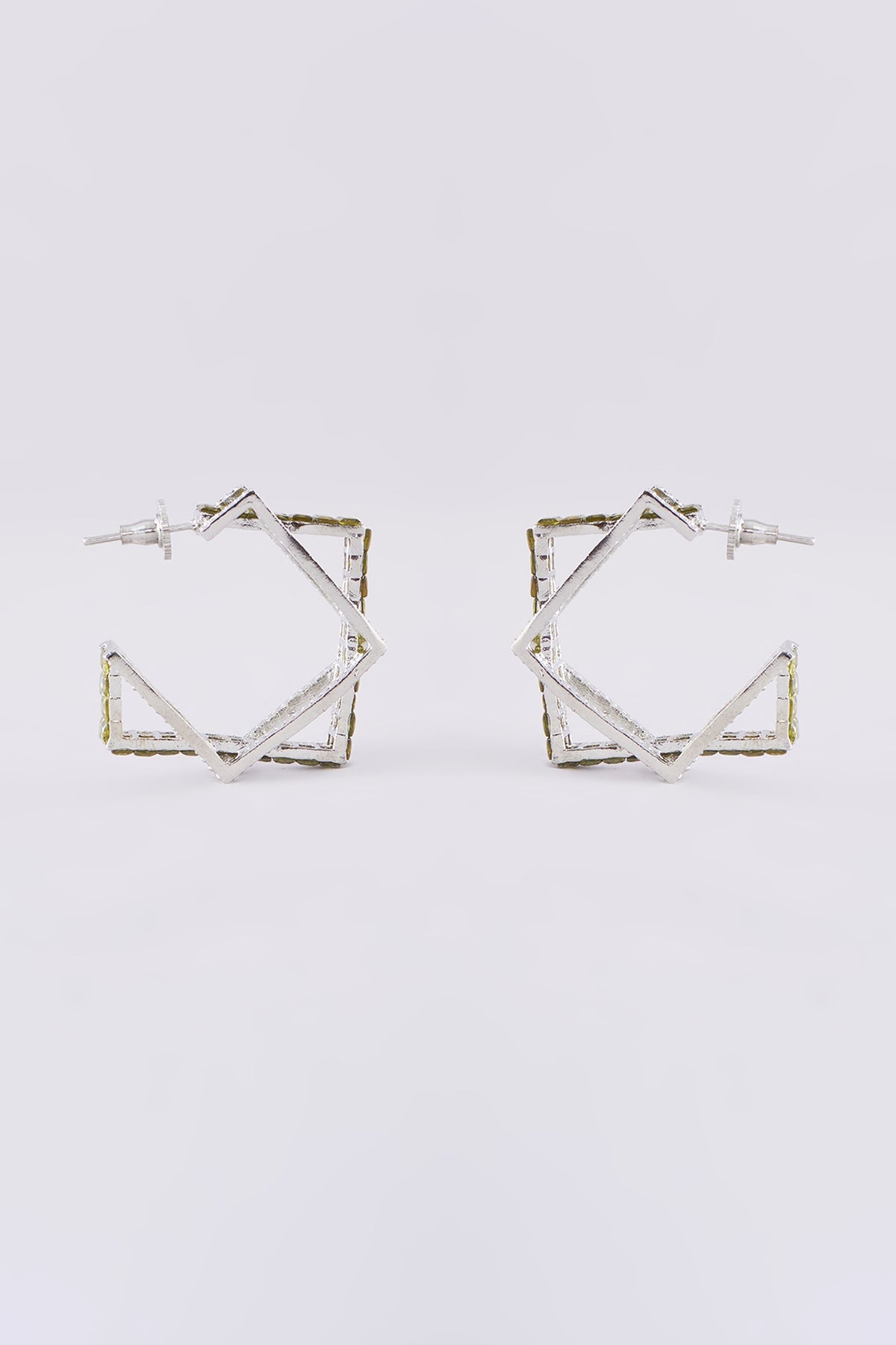 White Finish Zircon Hoop Earrings