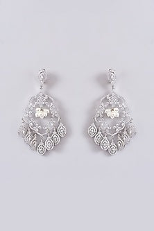 White Finish Zircon & Pearl Dangler Earrings