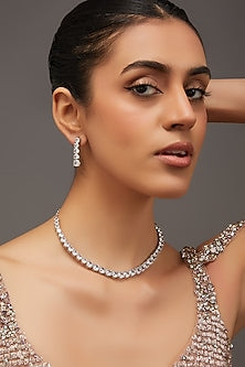 White Finish Zircon Necklace Set