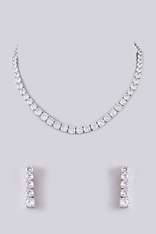 White Finish Zircon Necklace Set