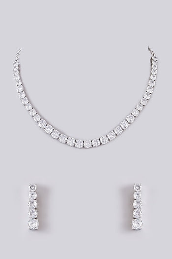 White Finish Zircon Necklace Set