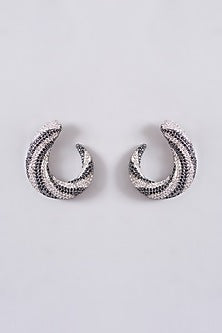 White Finish Zircon Stud Earrings