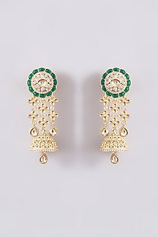 Gold Finish Kundan Polki & Emerald Pearl Choker Necklace Set