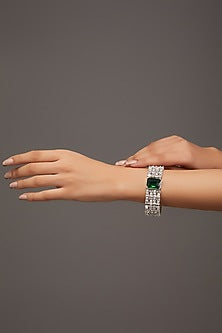 White Finish Zircon & Emerald Stone Bracelet