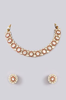 Gold Finish Kundan Polki Choker Necklace Set