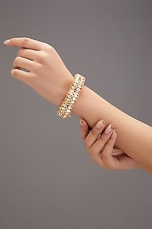 Gold Plated Kundan Polki Meenakari Bangle
