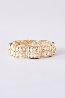 Gold Plated Kundan Polki Meenakari Bangle