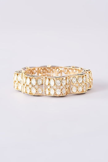 Gold Plated Kundan Polki Meenakari Bangle