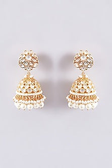 Gold Finish Kundan Polki & Pearl Necklace Set