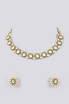 Gold Plated Kundan Polki & Pearl Choker Necklace Set