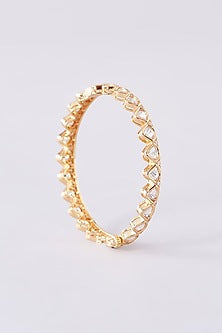 Gold Finish Kundan Polki Bangles (Set of 2)