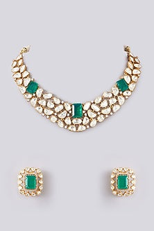 Gold Plated Kundan Polki & Pearl Choker Necklace Set