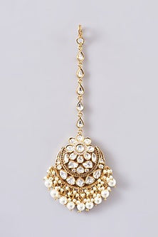 Gold Plated Kundan Polki & Pearl Necklace Set