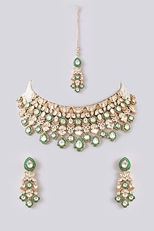 Gold Plated Kundan Polki & Pearl Choker Necklace Set