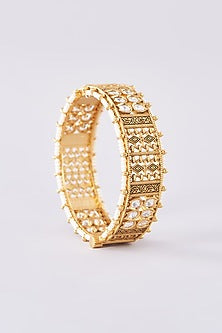 Gold Finish Kundan Polki Kadas (Set of 2)