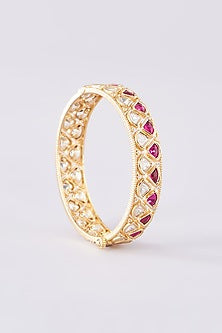 Gold Finish Kundan Polki Kadas (Set of 2)