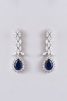 White Finish Zircon & Sapphire Stone Necklace Set