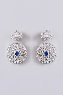 White Finish Zircon & Sapphire Stone Choker Necklace Set