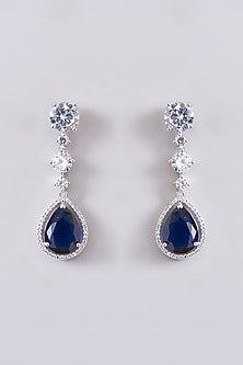 White Finish Zircon & Sapphire Stone Layered Necklace Set
