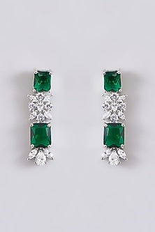 White Finish Zircon & Emerald Stone Necklace Set