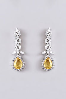 White Finish Zircon & Golden Topaz Stone Necklace Set