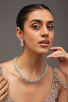 White Finish Zircon Necklace Set