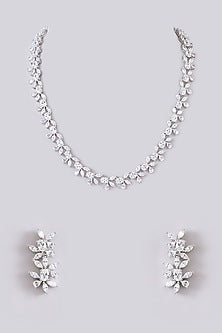 White Finish Zircon Necklace Set