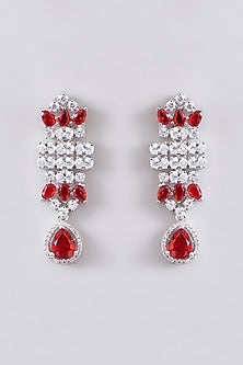 White Finish Zircon & Ruby Stone Choker Necklace Set