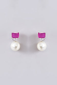 White Finish Zircon & Ruby Necklace Set