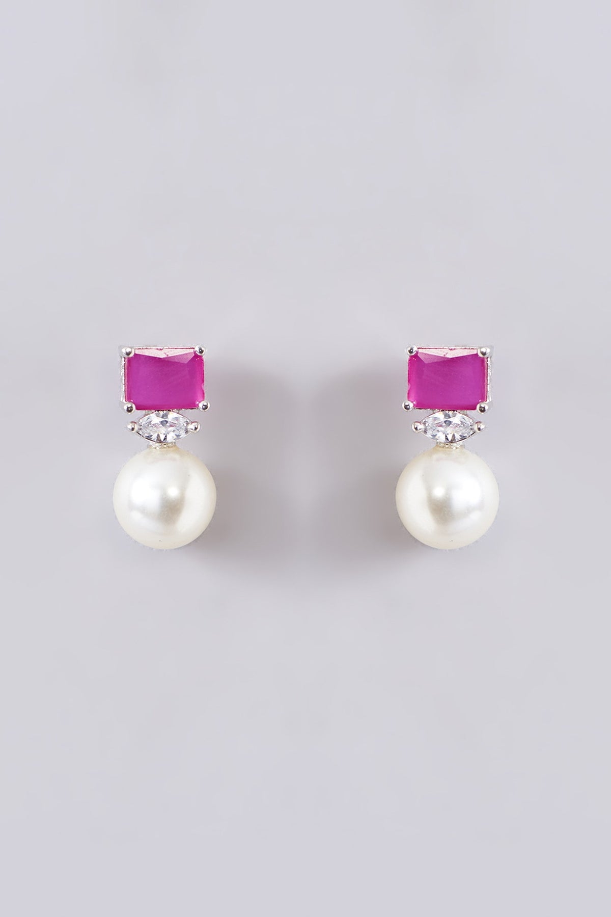 White Finish Zircon & Ruby Necklace Set