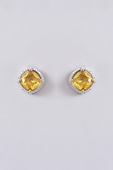 White Finish Zircon & Golden Topaz Stone Choker Necklace Set