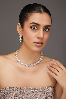 White Finish Zircon Necklace Set