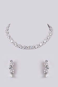 White Finish Zircon Necklace Set