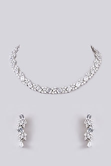 White Finish Zircon Necklace Set