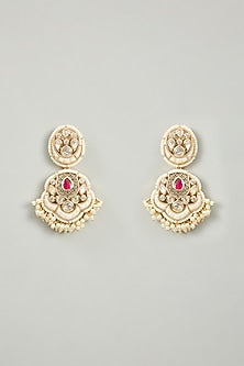 Gold Finish Kundan Polki Pendant Necklace Set