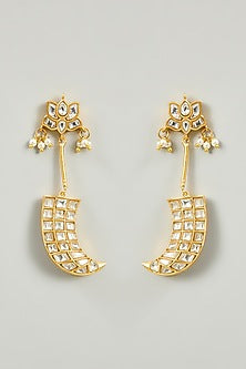 Gold Finish Moissanite Polki Dangler Earrings