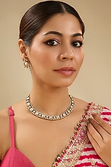 Black Rhodium Finish Kundan Polki Necklace Set