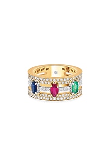 18Kt Rose Gold Finish Diamond & Oval-Cut Ruby Ring