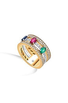 18Kt Rose Gold Finish Diamond & Oval-Cut Ruby Ring