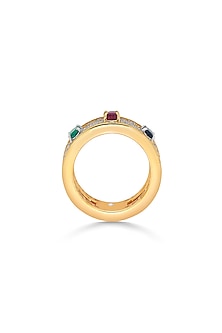 18Kt Rose Gold Finish Diamond & Oval-Cut Ruby Ring