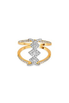 18kt Rose Gold Finish Round Diamond Double-Band Ring