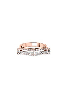 18kt Rose Gold Finish Diamond Triple-Band Ring
