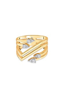 18kt Matte Rose Gold Finish Arrowhead Diamond Twin-Band Ring