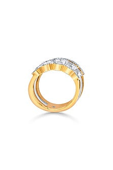 18kt Rose Gold Finish Diamond & Floral Motif Triple-Band Ring