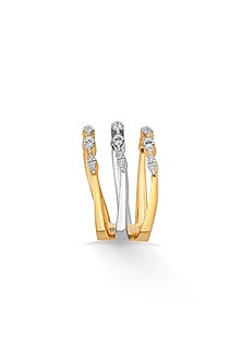 18kt Rose Gold Finish Diamond & Floral Motif Triple-Band Ring