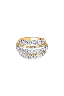 18kt Rose & White Gold Finish Diamond Five-Band Ring