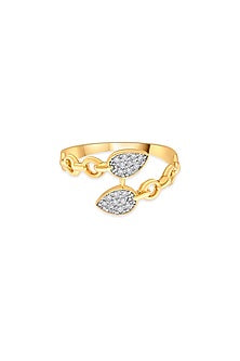 18kt Matte Pink Gold Finish Diamond Petal Ring