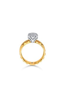 18kt Matte Rose Gold Finish Diamond Cluster Double Band Ring